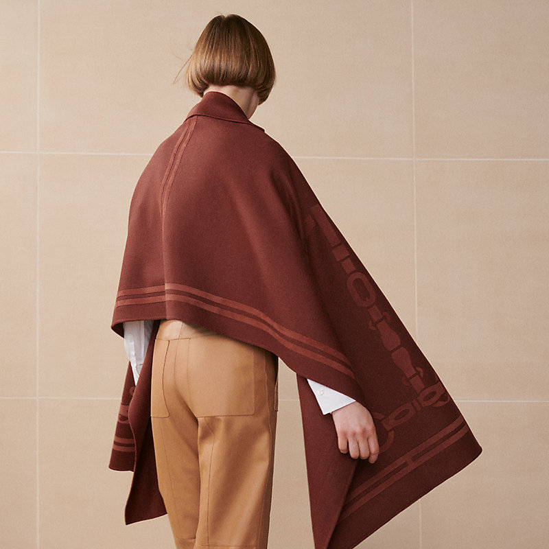Trompe l'Oeil Coaching stole - Red | Hermès USA